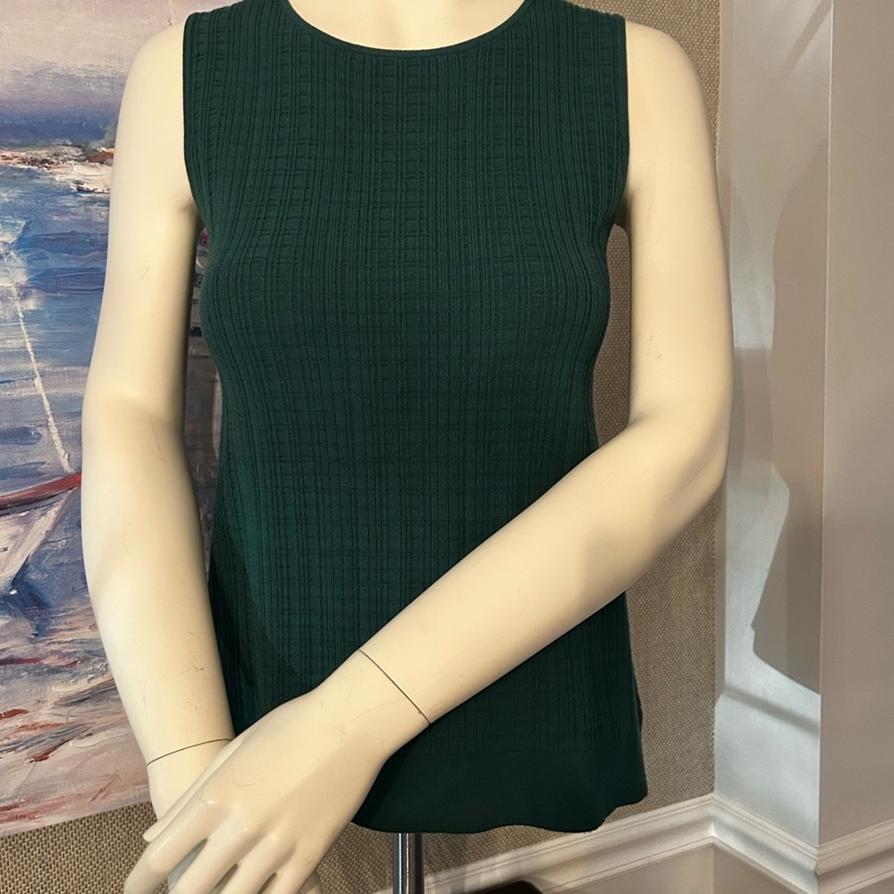 Ann Taylor Dark Green Textured Tank Top